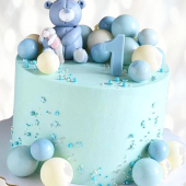 Торт первый годик с зайкой и мишкой TPGZ013776 фото и оформление торта