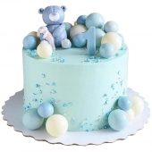 Торт с мишкой и зайкой на годик №2460