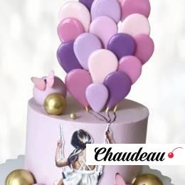 Торт девочка на воздушных шариках TDVS013702 фото и оформление торта