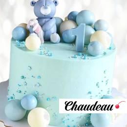 Торт первый годик с зайкой и мишкой TPGZ013776 фото и оформление торта