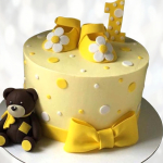 Торт мишка, пинетки и бантик TMPB013848 фото и оформление торта