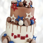 Торт с цветными подтеками на 3 года TCP3013874 фото и оформление торта