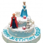 Торт с фигурками Эльзы, Анны и снеговика №757