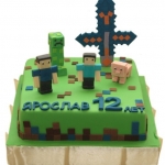 Торт с фигурками Майнкрафт на день рождения №1219