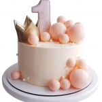 Торт с короной и шариками на 1 годик №2437