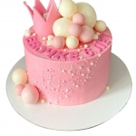 Торт с короной розовый №1879