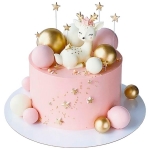 Торт с олененком розовый №2692