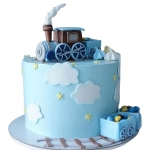 Торт с паровозиком голубой №2482