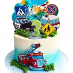 Торт с пожарной машиной, полицией и скорой помощью №2296
