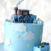 Торт голубой паровозик TGP0013826 фото и оформление торта