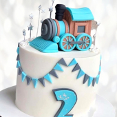 Торт паровозик на 2 года TP2G0013829 фото и оформление торта