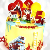 Торт пожарная спецтехника на 5 лет TPS5013876 фото и оформление торта