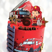 Торт пожарная машина TPM00013878 фото и оформление торта