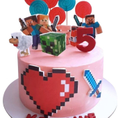 Торт с фигурками героев Майнкрафт №2050