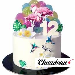 Торт с фламинго для девочки №2274