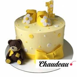 Торт с пинетками, мишкой и бантом №2481 Торт с пинетками, мишкой и бантом №2481