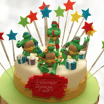 Торт Черепашки Ниндзя и звезды TCHN0013922 фото и оформление торта