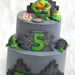 Торт Черепашки Ниндзя двухъярусный TCHN0013932 фото и оформление торта