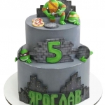 Торт с Черепашками Ниндзя на 5 лет двухъярусный №2191