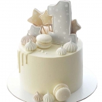 Торт с цифрой 1 и макарунами №2417