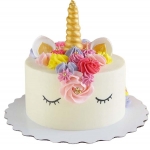 Торт с рогом, ушками и глазами единорога №2457