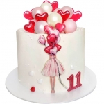 Торт с шарами для девочки 11 лет №2098