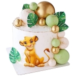 Торт с Симбой, листиками и шариками №2666