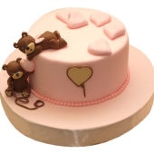 Торт с сердцами и двумя мишками №608