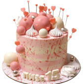 Торт с шариками и топперами-сердечками №1880