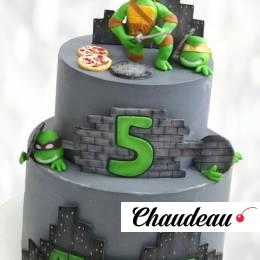 Торт Черепашки Ниндзя двухъярусный TCHN0013932 фото и оформление торта