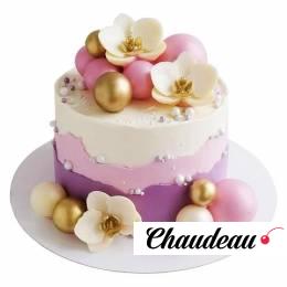 Торт с шариками и цветами на день рождения №2706