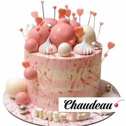 Торт с шариками и топперами-сердечками №1880