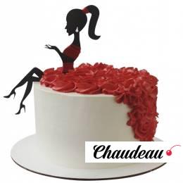Торт с силуэтом девушки в красном платье №1820