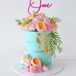 Одноярусный торт на свадьбу «Лазурный» на заказ