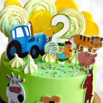 Торт Синий Трактор на двухлетие TSTD014000 фото и оформление торта