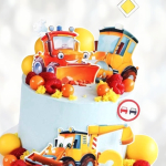 Торт Трактор и экскаватор строители TTES014045 фото и оформление торта