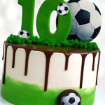 Торт футбольный мяч на десятилетие TFMD014083 фото и оформление торта