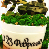 Торт защитнику с танком на 23 февраля TZT2014030 фото и оформление торта