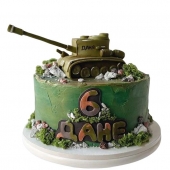 Торт с танком для мальчика 6 лет №2407