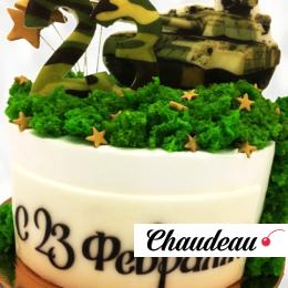 Торт защитнику с танком на 23 февраля TZT2014030 фото и оформление торта