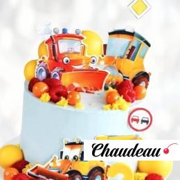 Торт Трактор и экскаватор строители TTES014045 фото и оформление торта