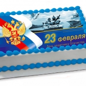 Торт на 23 февраля с фотопечатью «Защитникам Отечества» на заказ