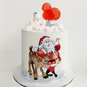 Торт на новый год «Веселый Дед Мороз» на заказ
