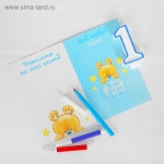 Набор для оформления праздника "1 годик малыш", воздуш.шары, подставка д/торта, гирлянда, топперы, открытка, свеча