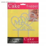 Топпер в торт Mr & Mrs,  цвет серебро