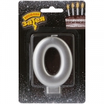 Свеча -цифра &quot;0&quot; Серебряная, 8 см 1502-4590