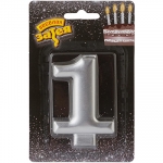 Свеча -цифра &quot;1&quot; Серебряная, 8 см 1502-4591