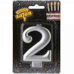 Свеча -цифра &quot;2&quot; Серебряная, 8 см 1502-4592