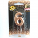 Свеча -цифра &quot;6&quot; Розовое золото 4,5см/V 1502-3006