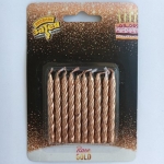 Свечи для торта Розовое золото, 10 штук 1502-3010